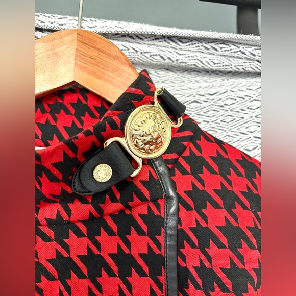 Anne Klein Houndstooth Black & Red Cape size M - Picture 4 of 6